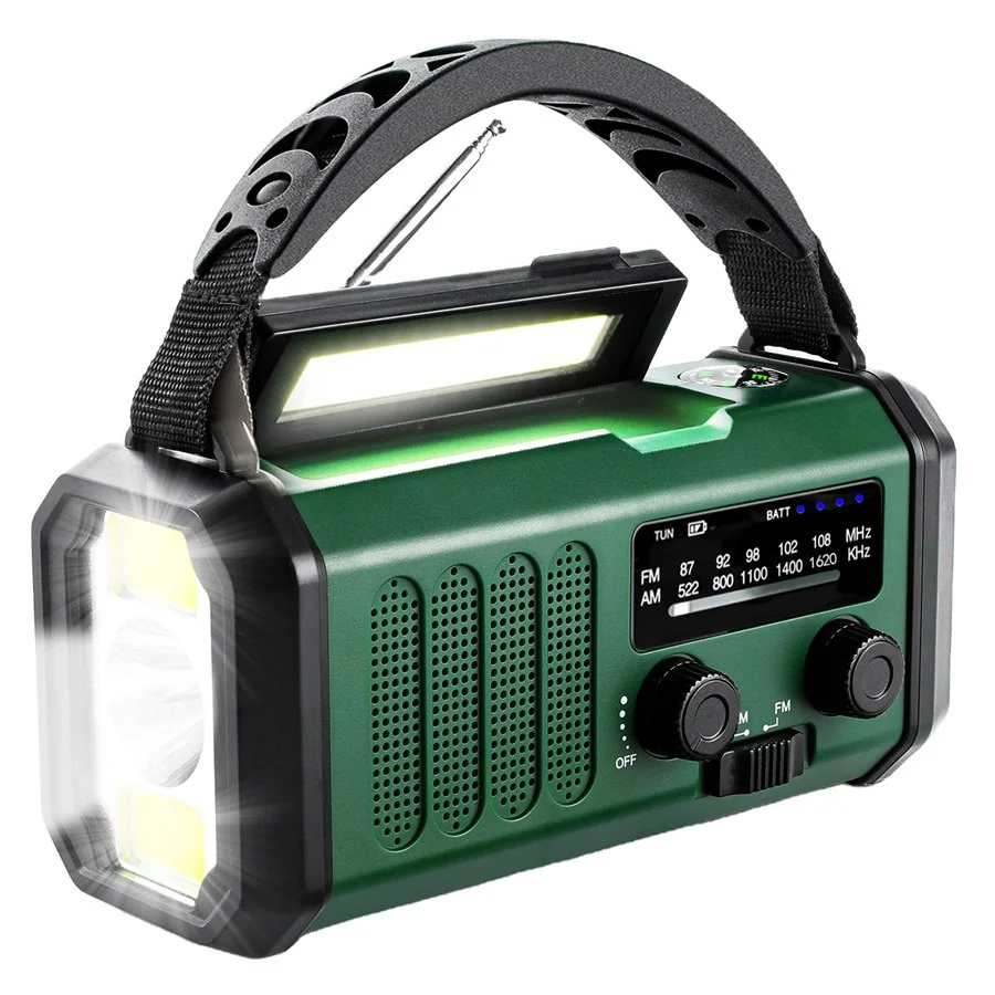 Nødradio FM/AM – 20.000 mAh powerbank – Håndsving – Solcelle